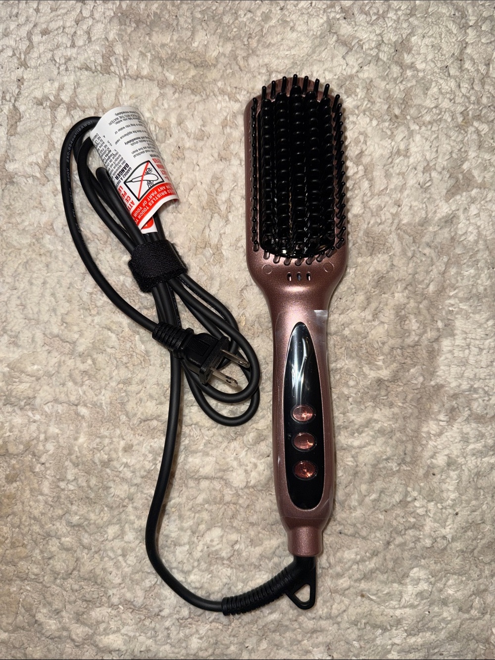 NWT LANDOT Rose Gold Electric Hair Straightening Brush
